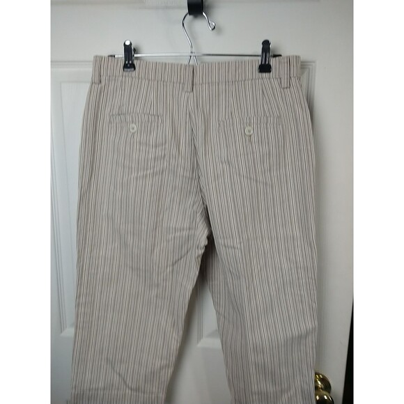Lee Woman 10M Capri Pants Brown Pinstriped Straight Slit Leg Casual Business - Picture 10 of 11